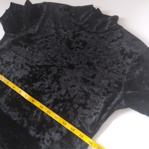 90's Nina Leonard black crushed velvet maxi dress size S, mock neck. Festive. - Picture 4 of 8